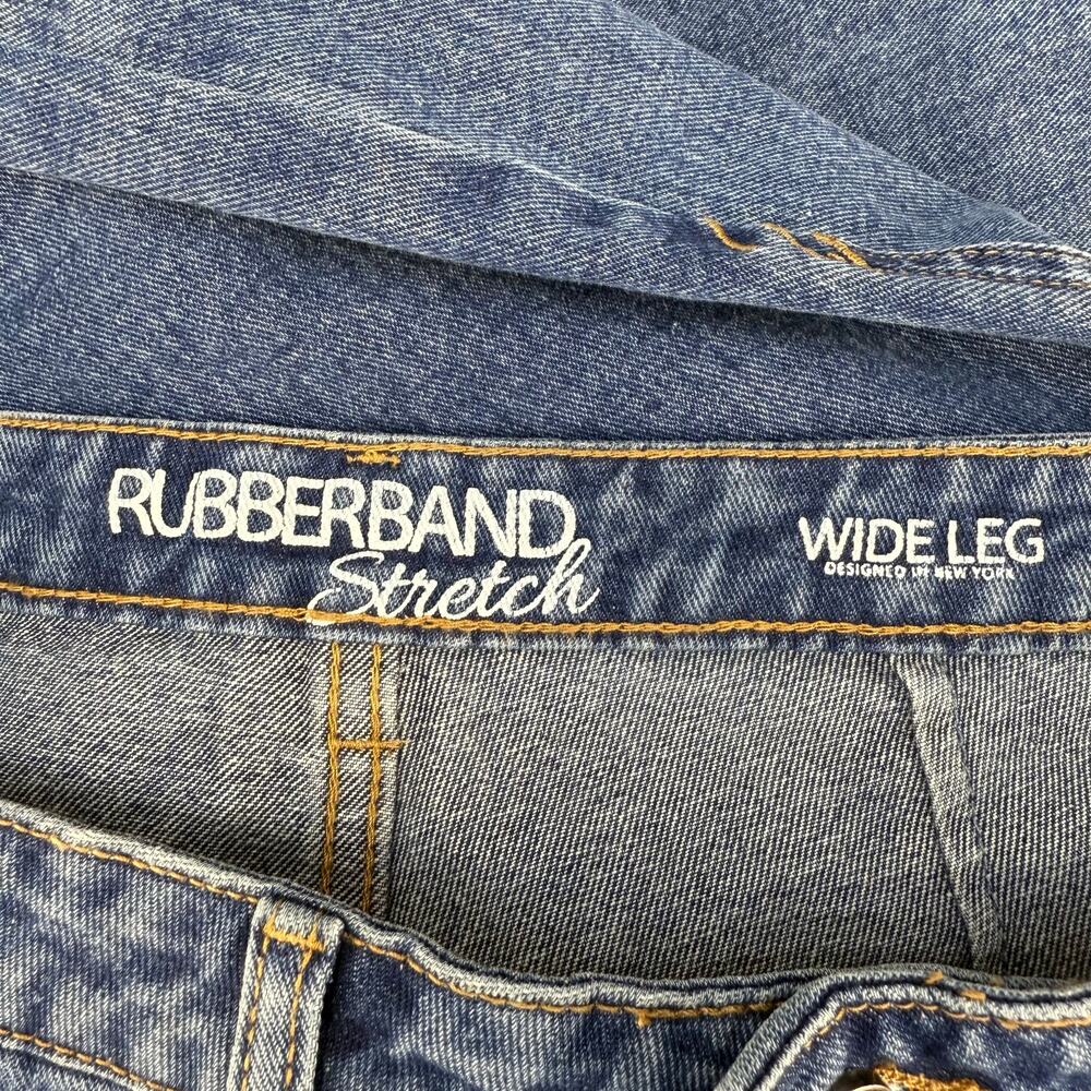 Rubberband Stretch Jeans Women's 30 11/12 Blue Patch Pocket Wide Leg NWT - Picture 7 of 14
